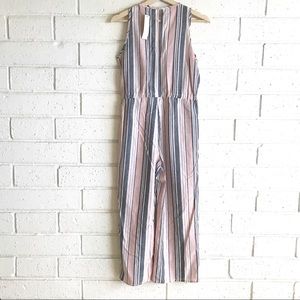 NEW Anthropologie "Drew" Pink Gray Stripe Jumpsuit